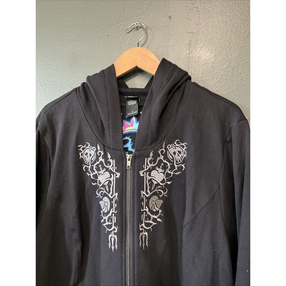 Torrid Disney Villains Crest Black Fleece Zip Hoodie 5X Plus Ursula Maleficent - Picture 2 of 5